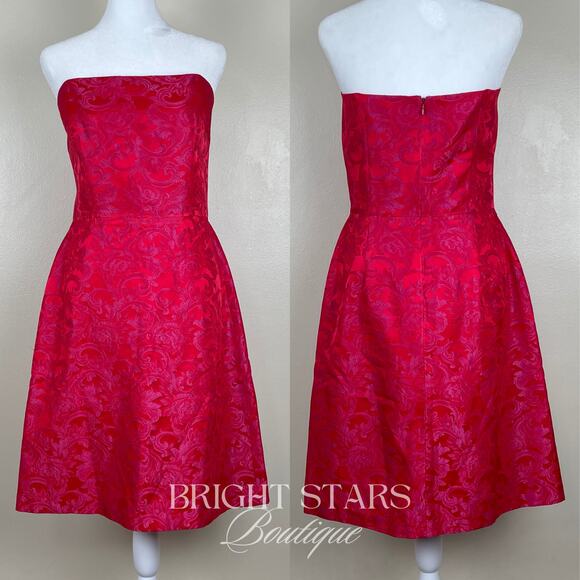 Rare Strapless Dress ASO Gabrielle Solis Desperate Housewives Red Pink Brocade - Picture 5 of 10